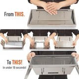 Portable Charcoal Grill with 6 Skewers - Stainless Steel Foldaway Grill for Camping, BBQ, Tailgating, Picnics Griddle Buddy