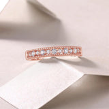 Oseew Created Diamond Eternity Ring promise Gold Band Gold Engagement Ring band for womens(rose gold)