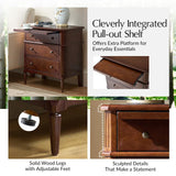 HULALA HOME 30 Inches Side Table with Charging Station, Walnut