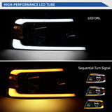 oEdRo LED DRL Headlight Assembly Replacement for 2004-2008 Ford F150 F-150 Headlamps w/Sequential Turn Signal Clear Lens Black Housing Pair Set