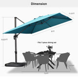 PURPLE LEAF Patio Umbrella 9' x 11.5' All-Day Shade Control Turquoise