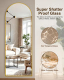 NBGV 59"x16" Floor Mirror Full Length, Arched Full Length Mirror with Stand, Full Body Mirrors for Bedroom Living Room or Cloakroom Gold