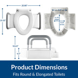 Bemis Rise 4.5" Raised Toilet Seat with Support Handles, Hinges Never Loosen, Fits Round and Elongated