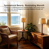 Walnut colorWood Base Table lamp,8x8x18 inch Country Style Desk lamp,Modern Pleated lampshade Suitable for bedrooms and Offices Pack of 2 (Bulbs Not Included)