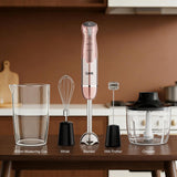 Camic Hand Blender, Cordless Immersion Blender with 6 Speeds, 4 in 1 Portable Mixer Electric Handheld Mixer with Blender, Chopper, Whisk, Frother for Soup, Smoothies, Baby Food and Puree (Champagne)