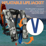 VOGUCCLO Automatic/Manual Inflatable Life Jacket| Inflatable PFD Kayak Vest Adult| Life Vest for Adults| Outdoor Water Sports| Supports up to 330 lbs|33g of Carbon Dioxide Cylinder (607W Camouflage)
