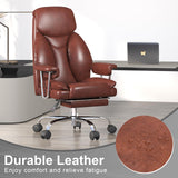 Big and Tall Office Chair, Executive Home Office Desk Chair, Comfy Leather High-Back Reclining Computer Chair with Retractable Footrest and Padded Arms