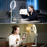 Desk Ring Light with Stand for Computer, Zoom Lighting for Computer