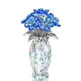 H&D HYALINE & DORA Blue Crystal Forget Me Not Flower Figurine,Flower Gifts for Women,Crystal Glass Flower Collectible Ornaments for Home Decor Table Centerpiece