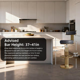 Swivel Bar Stools, Counter Height Stools with Gold Stainless Steel, Black