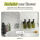 Shampoo and Conditioner Dispenser Wall Mounted Set of 3 Green - No Drill Shower Soap Dispenser for Bathroom Refillable - Spa Hotel Style Accessories by MaisoNovo