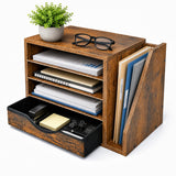 Wooden Desk Organizer with Drawers, Office Paper Mail and Organizer Wood