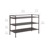 Seville Classics Sturdy Freestanding Storage Shelf for Bedroom, Closet, Entryway, Dorm Room Organizer Stackable Durable Metal Shoe Rack Espresso Slat, 3-Tier (NEW MODEL)