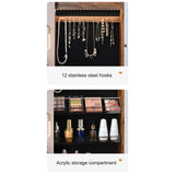 DKKDETOHO Jewelry Cabinet Full-Body Mirror with Storage - Solid Wood Dressing Mirror for Bedroom Living Room Cloakroom - Floor-Standing Organizer Set