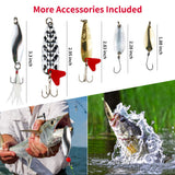 GOANDO Fishing Lures Kit for Freshwater Bait Tackle Kit for Bass Trout Salmon Fishing Accessories Tackle Box Including Spoon Lures Soft Plastic Worms Fishing Gifts