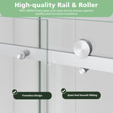 KPUY Frameless Sliding Bathtub Door, 55-60" W x 60" H Tub Shower Door, 1/4" (6mm) Thick Tempered Clear Glass with Explosion-Proof Film Nano Coating, Brushed Nickel