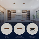 LUXRITE 4-Inch Trimless LED Recessed Spotlight, 25W, 2000LM, 5CCT Selectable 2700K-5000K, 38° Beam Angle, Dimmable, Push-n-Lock Spotlight, CRI90, Damp & IC Rated, Plaster Downlight, ETL White (4 Pack)