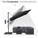 PURPLE LEAF Outdoor Umbrella 8' x 8' Square Premium Sun Protection Black