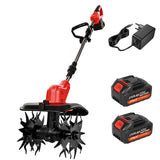 Cordless Electric Tiller for Gardening, Garden Tiller, Cordless Cultivator, Rototiller, 800W Brushless Motor w/ 2X 6.0Ah Batteries, 9" Tilling Width & 6.6" Depth, 360 RPM, 4 Steel Blades, Hand Tiller