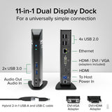 Plugable USB 3.0 Universal Laptop Docking Station Dual HDMI Monitor for Windows and Mac, USB 3.0 or USB-C Plugable
