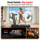 RHYTHM FUN Treadmill with Incline, Walking Pad with Handle Bar,300lbs Walking Pad with APP, Portable Folding Walking Treadmills for Home/Office with Low Noise
