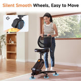 HitGo Ergonomic Office Chair with Exercise Bike, 330LBS Under-Desk Bike with 9-Level Height-Adjustable Seat, 8-Level Resistance, Rolling Wheels, Quiet Fitness for Home Office (Black)