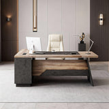 Office Desk with Drawers & Built-in Power Access, Large Executive Workstation with Storage Cabinet