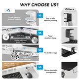 AX WABER Keyboard Tray Under Desk Pull Out with Extra Sturdy C Clamp Mount System, 27.3 (32.5 inch Including Clamps) x 11 Inch Slide-Out Platform Computer Drawer for Typing White AX01WW01