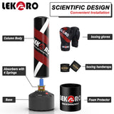 LEKÄRO Punching Bag 70" with Boxing Gloves, Heavy Boxing Bag with Stand for Adult Teens, Kickboxing Bag for MMA Muay Thai Fitness (Black red)