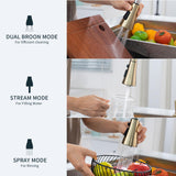 DAYONE Brushed Gold Touchless Kitchen Sink Faucets with Soap Dispenser, Pull Down Smart Hands-Free Spring Faucet for Kitchen Sink Motion Sensor Touch Faucet High Arc