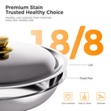 CAMMOO Gold 4 Pack Chafing Dishes for Buffet, 18/8 (304) Stainless Steel Food Pan with Lid, 6QT Round Chafing Dish Buffet Set Food Warmer, Food Warmers for Parties Buffet Catering Events Dinners