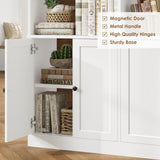 FACBOTALL 78" Tall Bookshelf, 5 Tier Large White Arched Bookcase with Door