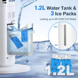 Portable Air Conditioners, 35’’ Cooling Tower Fan w/Remote, 7H Smart Timer & 70° Swing, 1.2L Water Tank FLOWBREEZE