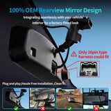 KCV 4K Mirror Dash Cam for Ford Mustang 2015-2023, Front 4K + Rear 1080P Camera, Integrated Replacement OEM Look, Plug & Play, Includes Free 64GB Card