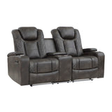 72" Power Reclining Sleeper Sofa Couch with USB Ports, Home Theater Power Reclining Loveseat with Cup Holders | Brownish Gray Lexicon