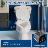 Clirass Raised Toilet Seat with Bidet Attachment,Elongated - Non-Electric Bidet with Dual Nozzles - Elevated Toilet Risers for Seniors & Limited Mobility - Easy Install & Clean