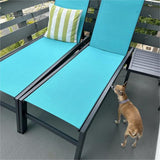 PURPLE LEAF Pool Chaise Lounge 4 Pieces w/Wheels, Textilene Turquoise Blue