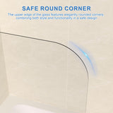 BoBliss 48" W x 58" H Bathtub Shower Door, Frameless Glass Shower Door with 1/4" (6mm) Clear Tempered Glass, Chrome Finish Shower Glass Doors for Bath Tub, 180° Rotatable Panel, Matte Black