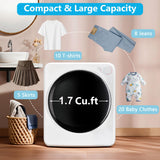 DollarDash 1.7 Cu.Ft Portable Clothes Dryer, 800W Front Load Compact Laundry Dryer Machine with Stainless Steel Tub, 5 Drying Modes & Easy Control Knob for Apartments, Dorms, RVs
