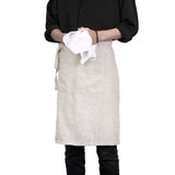 TRITON LINEN Pure Linen Apron - 25 x 35 Inch Bistro Half Apron with Large Pocket Unisex Waist Aprons Ideal for Kitchen Crafts and More (Natural Linen)
