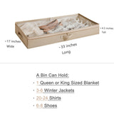 Berdeng 3 Pack Under Bed Storage Containers, Low Profile Underbed Shoes and Clothes Storage Organizer with Sturdy Sidewalls/Bottom, Large Dorm Storage Bins,33 * 17 * 4.5 inches,45L
