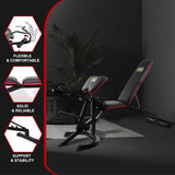 Fitvids Adjustable Weight Bench for Home Gym, 6-Position Utility Workout Bench with Leg Extension and Curl Machine, Preacher Pad, V-Handle, Weight Plate Holder, Heavy Duty Frame for Full Body Exercise