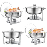 Rengue 6QT Chafing Dishes for Buffet, 4 Pack Stainless Steel Round Chafing Dish Buffet Set, Heating and Cooling Buffet Servers and Warmers, Food Warmers for Parties Buffet,Gatherings,Banquets,Weddings