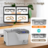 LifeBasis Ultrasonic Cleaner, Professional 45kHz Ultrasonic Jewelry Cleaner 20 Ounces (600ML) with Digital Timer, Watch Holder Ultrasonic Glasses Cleaner for Rings, Coins, Watches, Dentures, Silver
