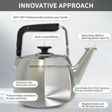 SADOMAIN Tea Kettle, Whistling Stovetop Tea Kettle, Large Capacity Teapot Suits for All Heat Source, Professional Fast Heat Technique Teapot with Thick Body and Bottom, Durable and Sturdy Tea Pot