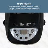 West Bend Hi-Rise Bread Maker Machine Programmable 12 Programs Including Gluten Free & 3 Loaf Sizes and Crust Colors with Traditionally-Shaped Horizontal Bread Pan with Dual Knead Blades, 3-Lb, Gray