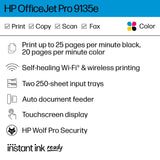 HP OfficeJet Pro 9135e All-in-One Printer, Color, Printer-for-Small Medium Business, Print, Copy, scan, fax