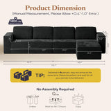 Furnify 136" Cloud Sectional Couch, Left/Right Facing Convertible Sofa with Deep Seat, L-Shape Modular Upholstered Foam Couch for Living Room Bedroom, No Assembly Required (Corduroy Fabric, Black)
