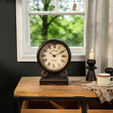 NIKKY HOME Mantel Clock, Retro Desk Clock Silent-Non-Ticking Battery Operated Wooden Mantel Clock for Living Room, Bedroom, Shelf Decoration, Fireplace, Farmhouse Decor