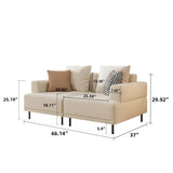 NessCarsti Upholstered Fabric 2-Seater Sofa Couch with Low Back, Beige